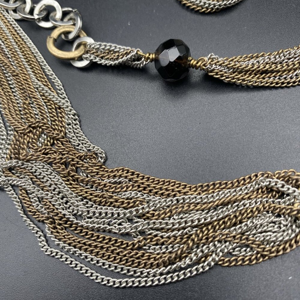 Vintage Necklace Signed Talbots Antique Gold Silver Multi Strand 30 + 3” Layered - Picture 6 of 7